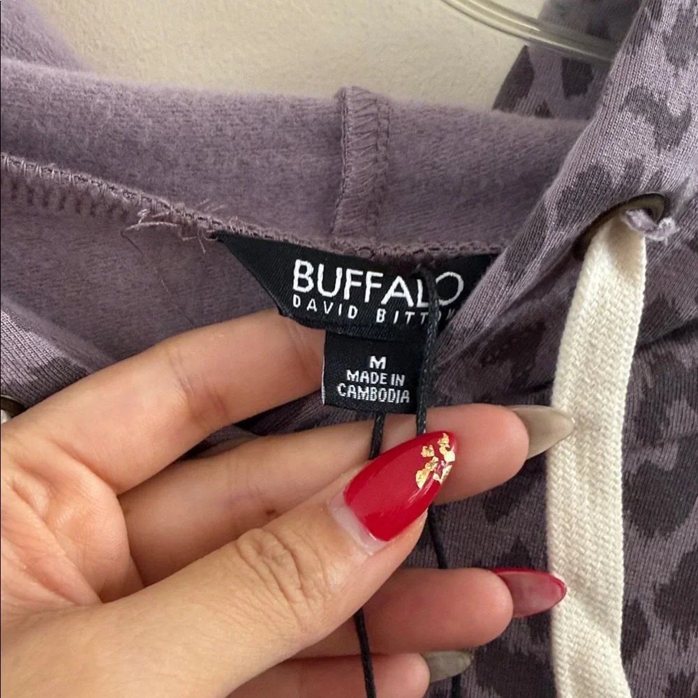 NWT Buffalo David Bitton Iris Lavender Leopard Print Hoodie Medium - Picture 3 of 8